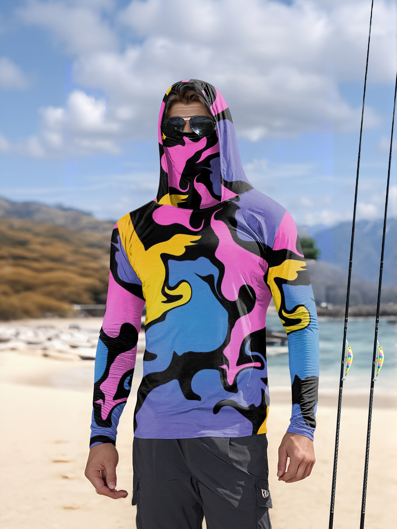 Hunting Outdoor Shirts - Fishing hooded sweatshirt men's long-sleeved sun