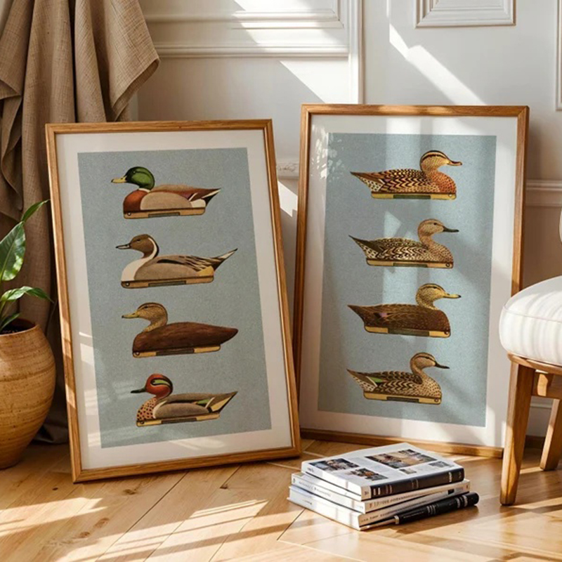 Outdoor Hunting Paintings - Retro Duck Prints Outdoors Art Duck