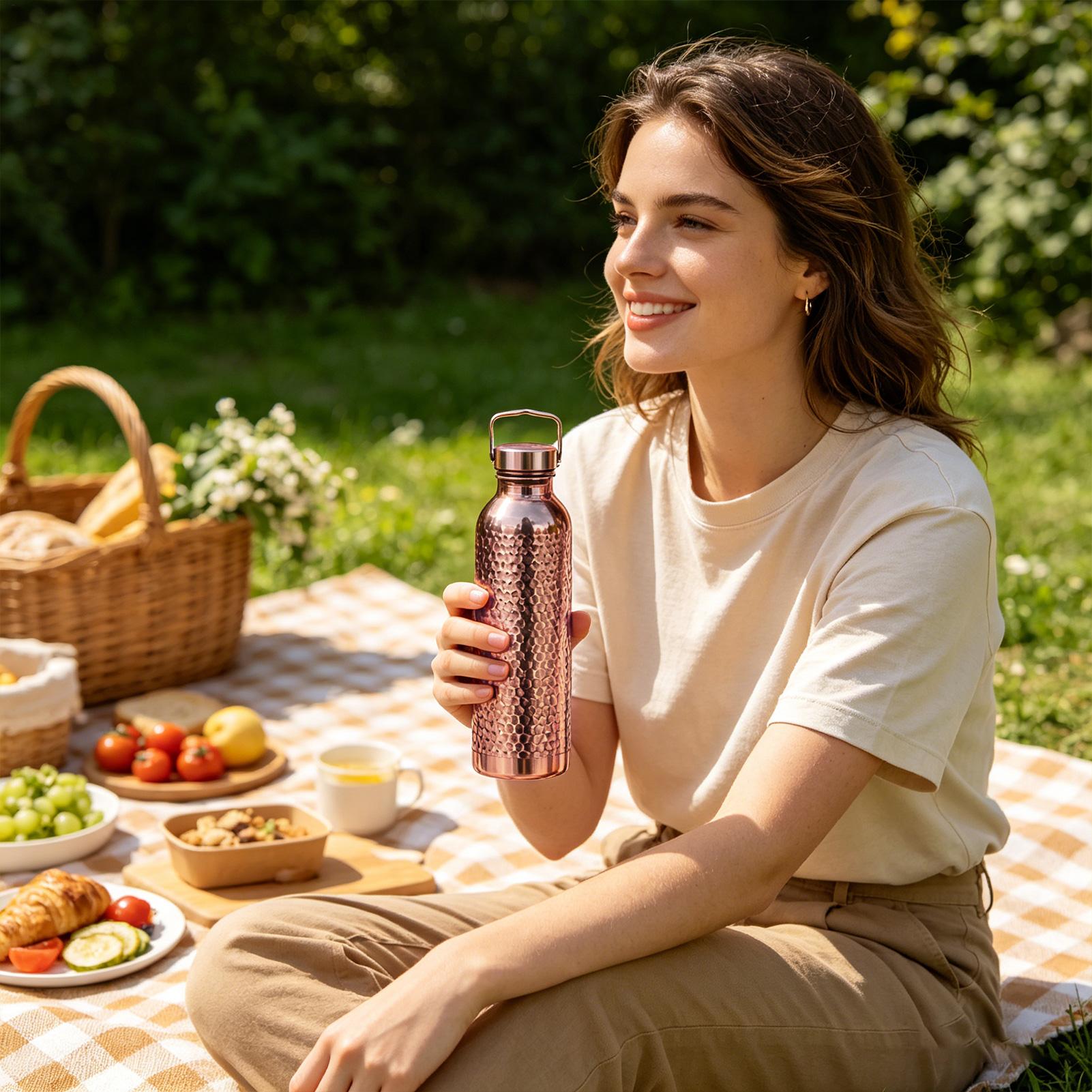 Outdoor Hunting Kitchen - Pure Copper Water Bottle 800ml Portable