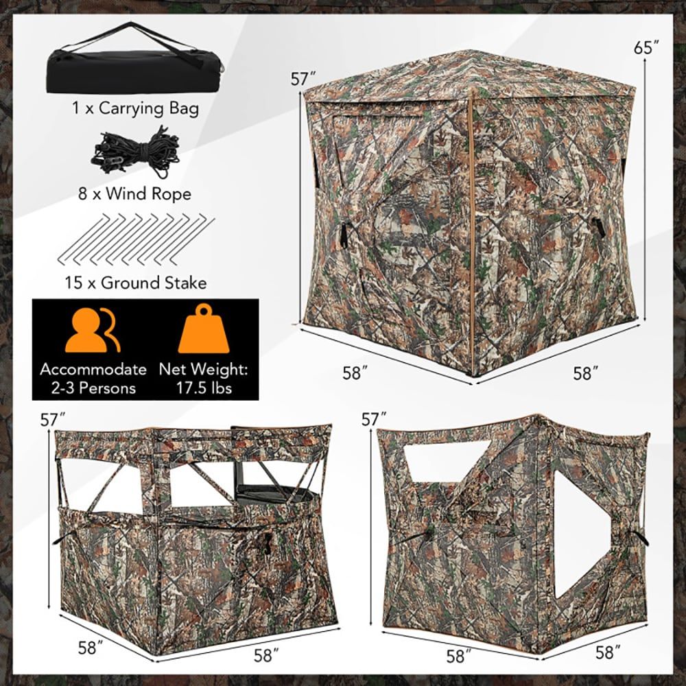 Outdoor Hunting Blinds - 5-in-1 Detachable Hunting Blind, for 2-3
