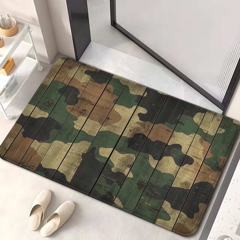 Hunting Outdoor Rug - Military Camouflage Welcome Doormat Classic Camo