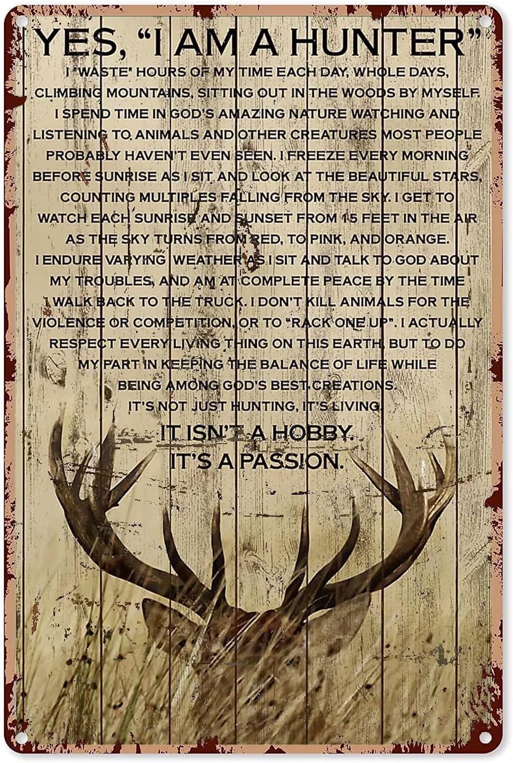 Outdoor Hunting Paintings - Deer Hunting Aluminum Metal Tin Sign,Yes
