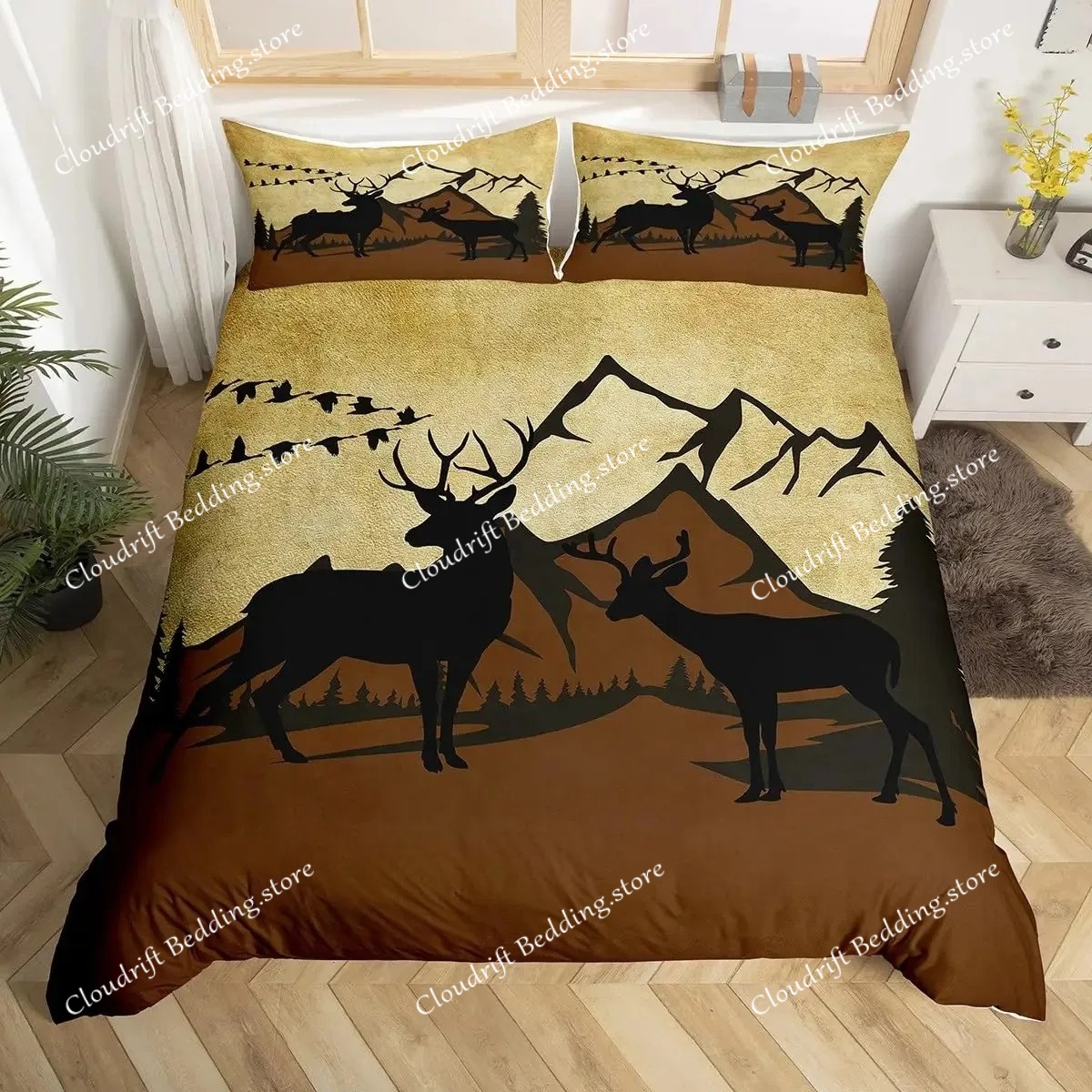 Deer Elk Duvet Cover King Quee - Hunting And Camping In Forest review and price