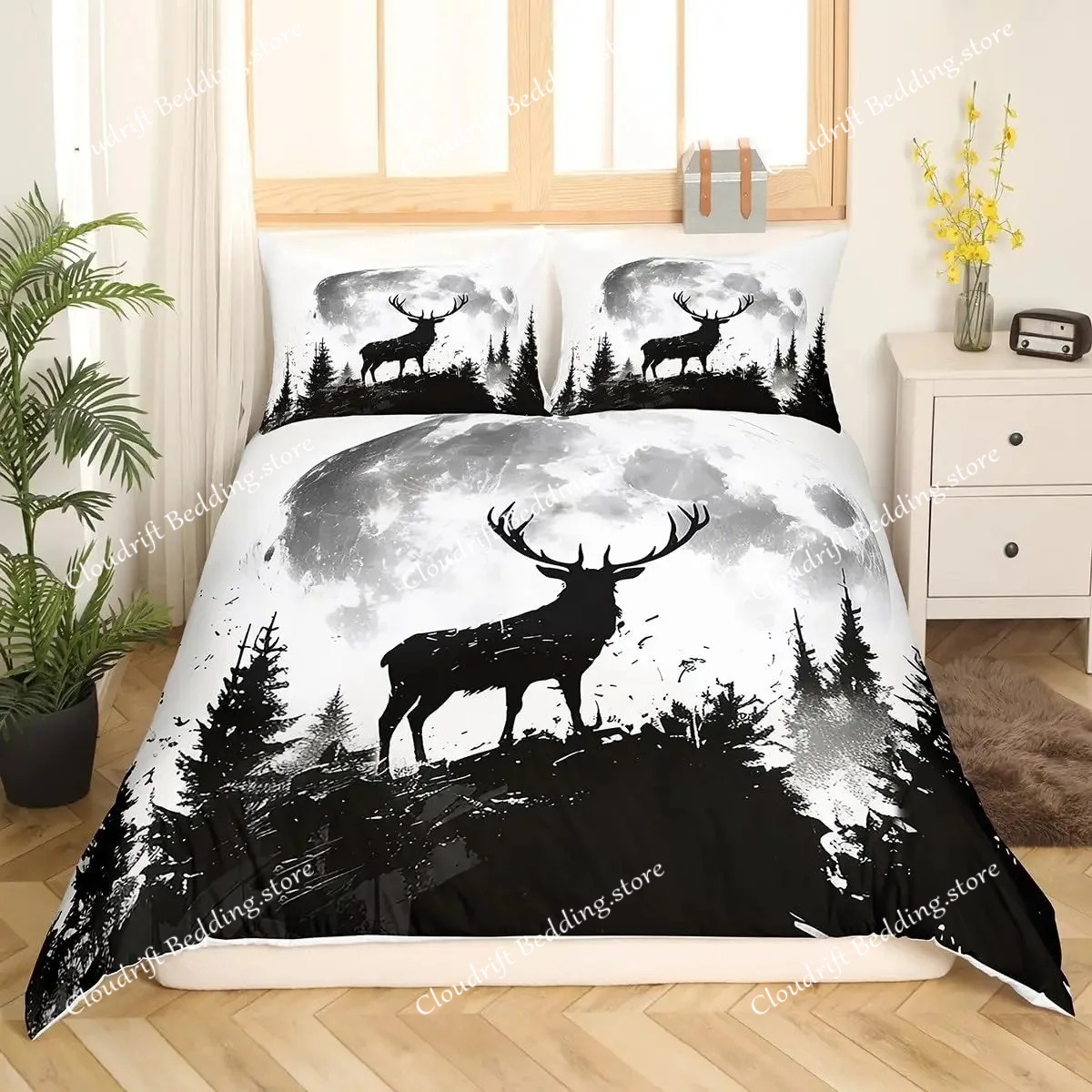 Deer Elk Duvet Cover King Quee - Hunting And Camping In Forest review and price