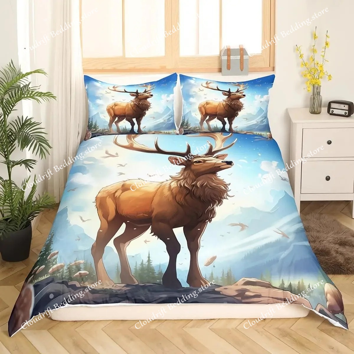 Deer Elk Duvet Cover King Quee - Hunting And Camping In Forest review and price