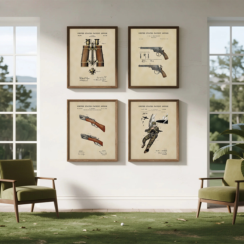 Vintage Hunting Equipment Pate - Outdoor Hunting Paintings review and price