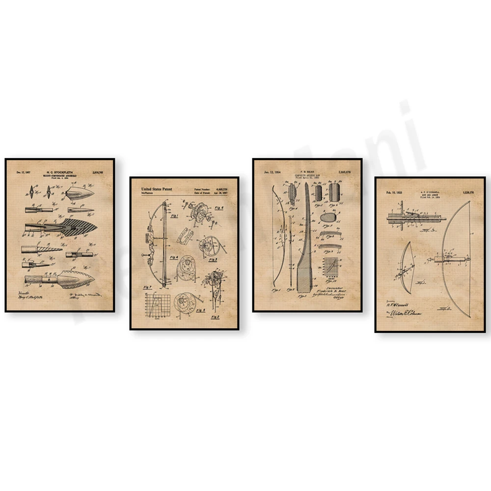 Vintage bow and arrow patent p - Outdoor Hunting Paintings review and price