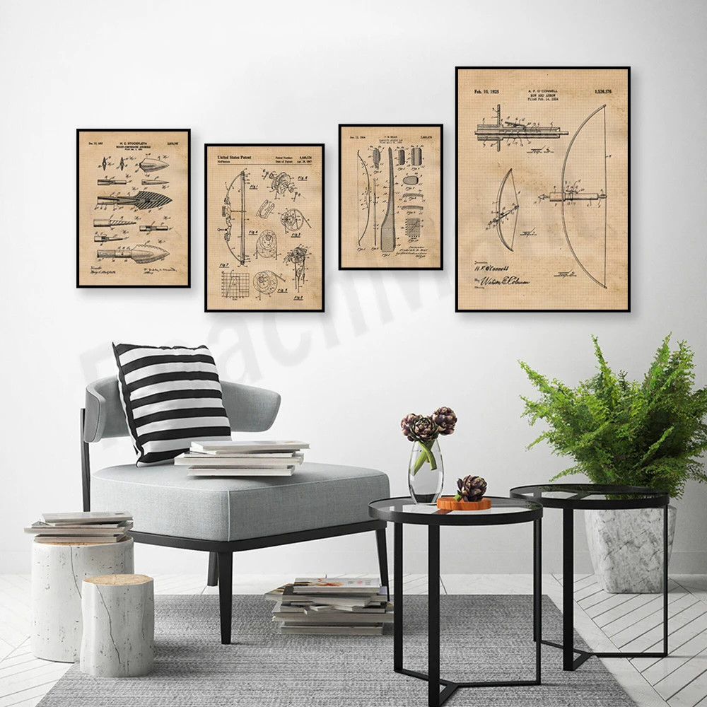 Vintage bow and arrow patent p - Outdoor Hunting Paintings review and price