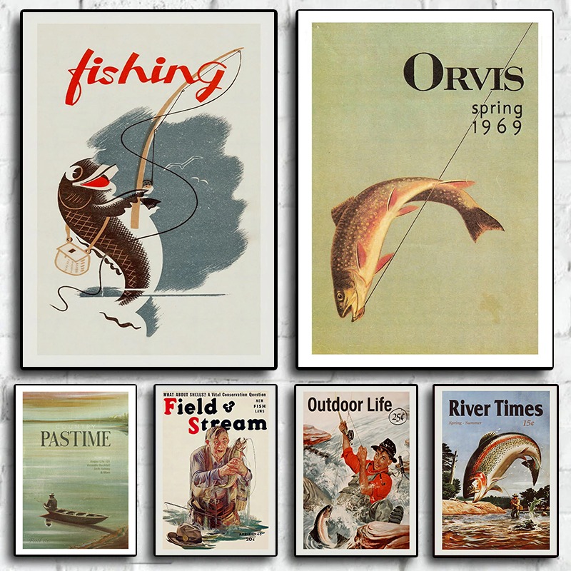 Vintage Fly Fishing Canvas Pri - Outdoor Hunting Paintings review and price