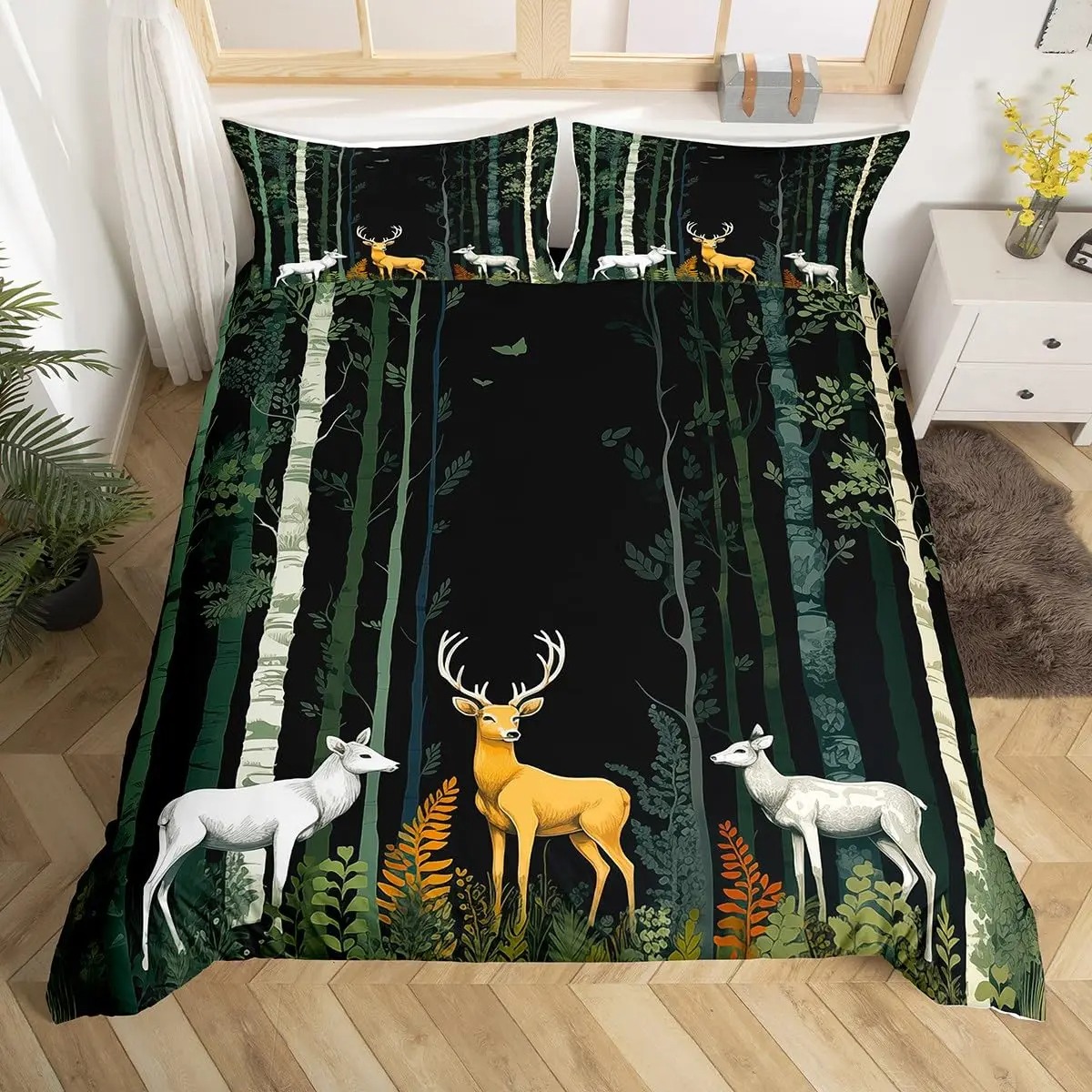 Deer Elk Duvet Cover Farm Deer - Hunting And Camping In Forest review and price