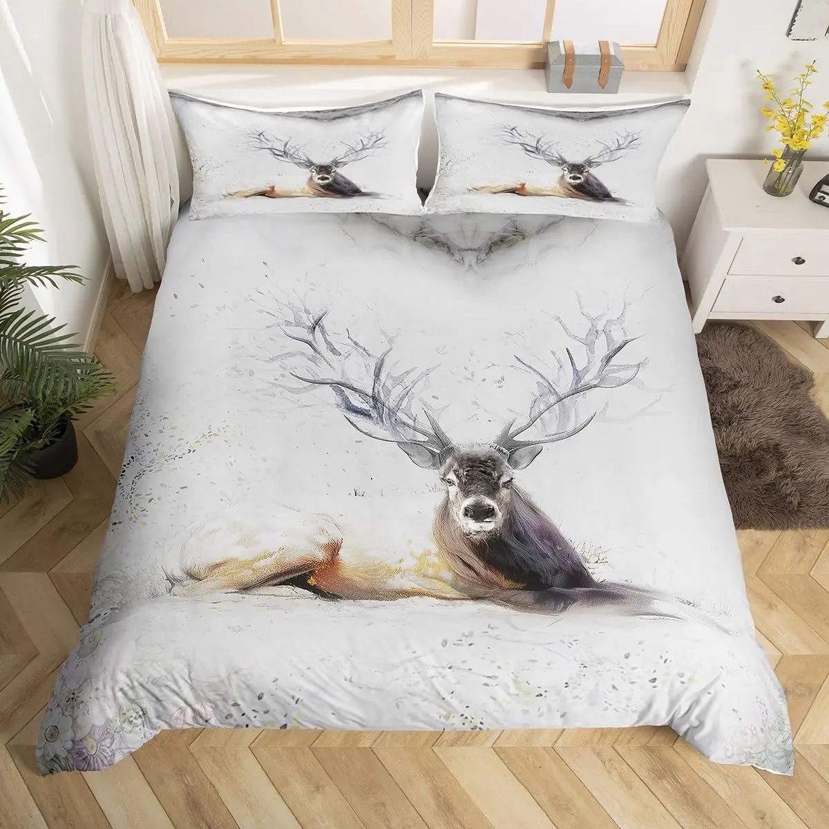 Deer Elk Duvet Cover Farm Deer - Hunting And Camping In Forest review and price