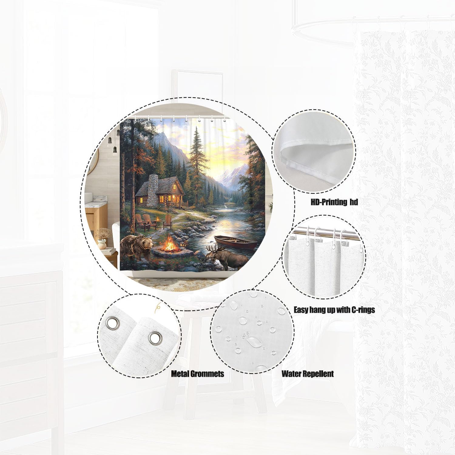 Rustic Cabin Lodge Shower Curt - Hunting And Camping In Forest review and price