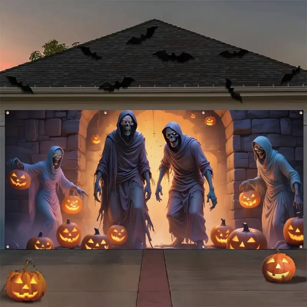 VIKAMA Halloween Garage Banner - Hunting Outdoor Background review and price