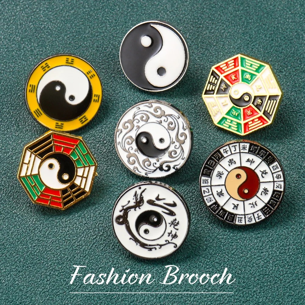 Yin Yang Symbol Metal Brooch C - Hunting Outdoor Shirts review and price
