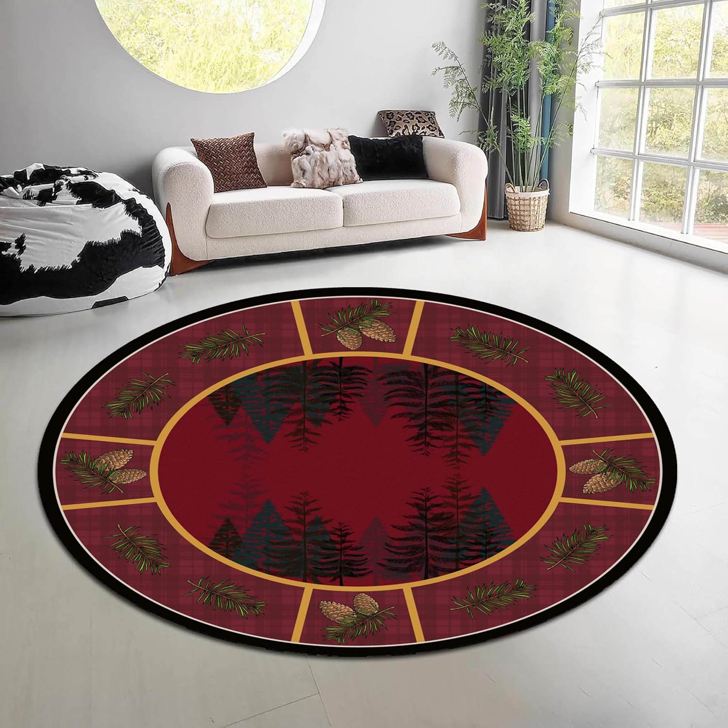 Vintage Nature Forest Round Ru - Hunting Outdoor Rug review and price